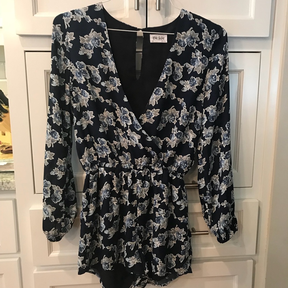 Navy floral romper